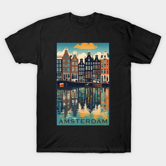 Amsterdam Modern Travel Poster Advert T-Shirt by LittleBean
